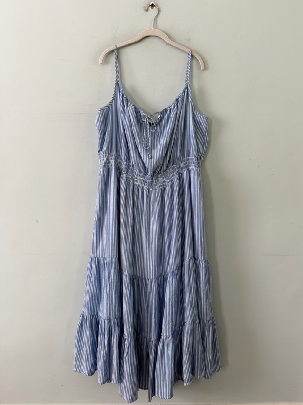 NWT Banana Republic Tiered Stripe Gauze Damselfish Blue Coastal Midi Dress - Picture 2 of 6